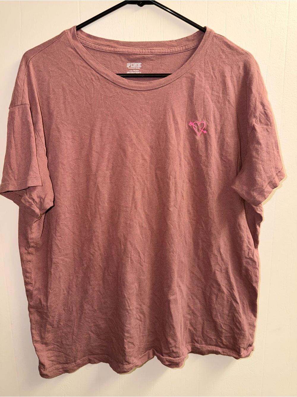 PINK Victoria's Secret Mauve Short Sleeve Tee with Pink Heart Logo